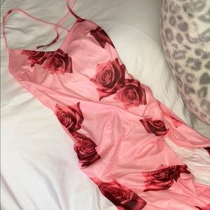 Pink Rose Print Dress
